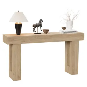 63''Long Wood Console Table, Rectangular Farmhouse Console Table, Front Entrance Table, Water & Scratch Resistant, for Living Room Hallway Foyer & Behind Sofa