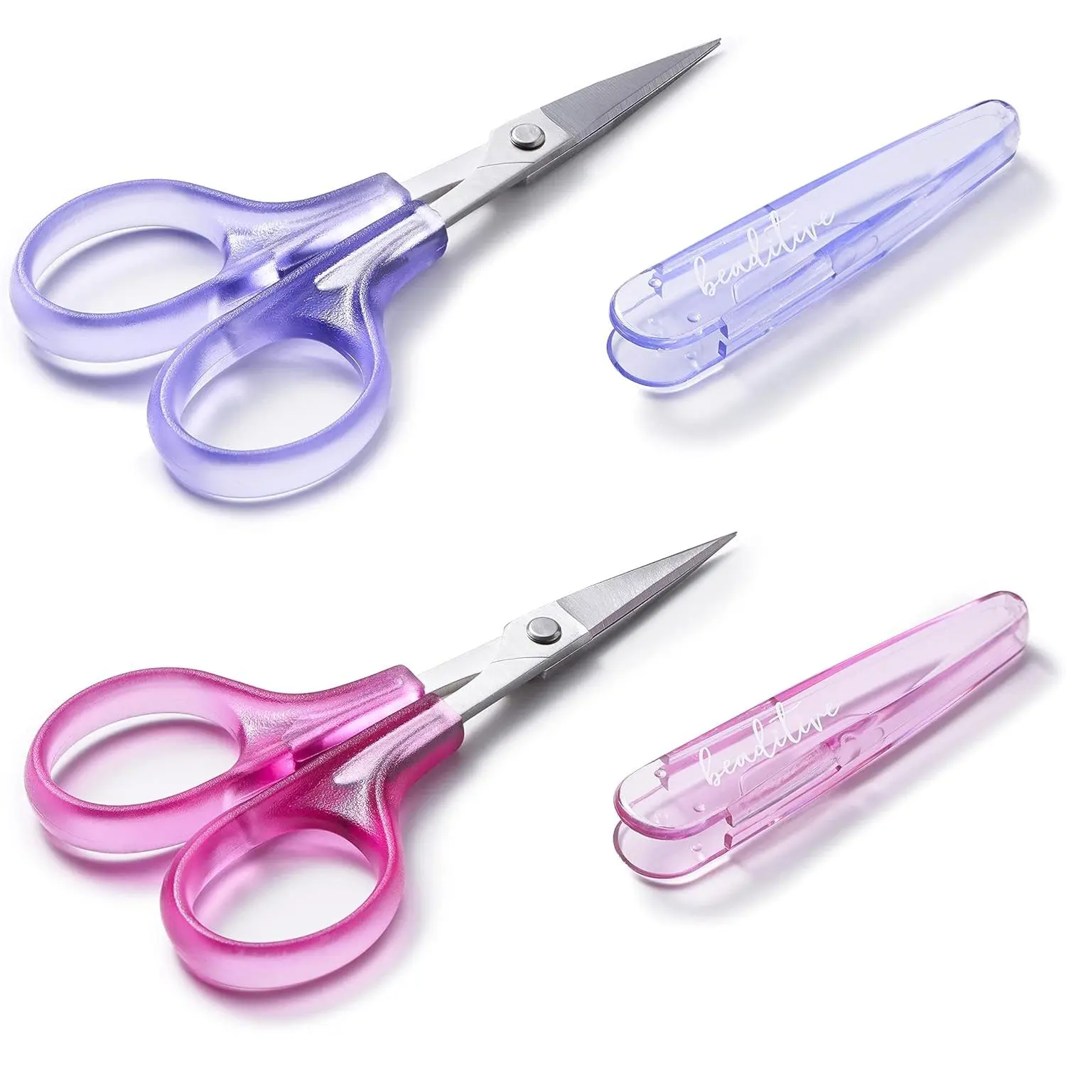 High Precision Detail Scissors Set (2-Pc) Sharp, Fine Tips |   Paper Cutting, Scrapbooking, Sewing, Crafting |   Stainless Steel |   Protective Cover (Jelly)