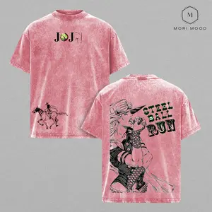 Giro Zeppely - JOJOO Bizarre Adventure  Anime Spin Technique Golden Spin Pizza Mozzarella Manga Graphic Double Printed Washed Tee, Menswear Heavy Cotton Unisex Oversize Streetwear Vintage
