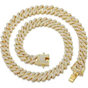 Mens and Womens Miami Cuban Link Chain Necklace 12mm  Prong Cuban Chain 18/20/24inch Length  Hop Jewely