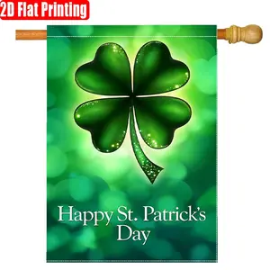 1pc, Happy St Patrick's Day with Green Clover Theme (2) Decorative flag double-sided garden flag, Garden Accessories, yard decoration, outdoor decoration, lawn, flag only, 2D flat printing