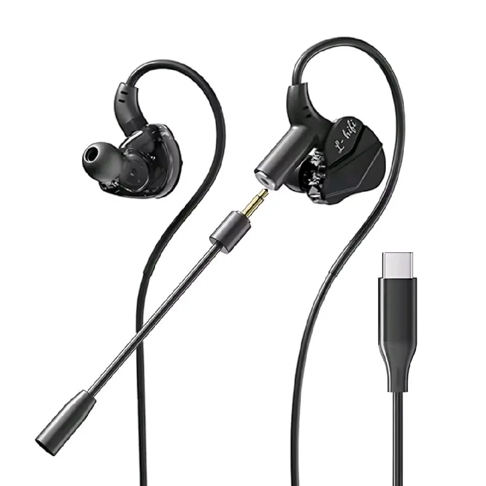 E-Sports Wired Gaming Earphones Earbuds - 7.1 Surround Sound, Pluggable Dual Mic, 3.5mm/Type-C In-Ear Headset for Video Gaming PC, PS5, XBOX, iPhone, Android, Mac - Headphones Available in HiFi Black 3.5mm or USB-C from p79Supply