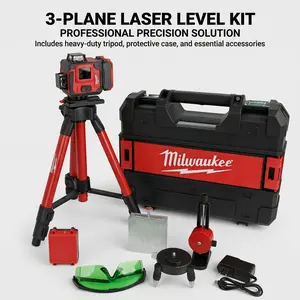 Milwaukee 16 Lines 4D Self-Leveling Laser Level Bundle; LD Super Bright Green Beam, 360° All-Round Coverage, with M12 Battery, Charger, Magnetic Bracket and Green Laser Glasses.