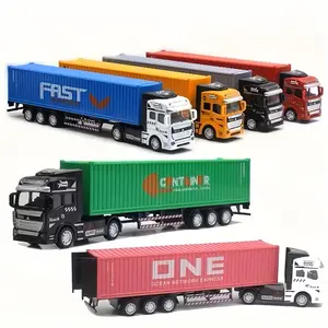 1:48 Scale Die-Cast Container Truck Model, Alloy Head Plastic Body Multi-Color, Perfect Xmas Gift for Boys & Girls