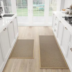 2PCS Linen kitchen floor mat, anti slip washed carpet, cross-border rubber backing, natural diagonal kitchen carpet, Farmhouse Kitchen Rugs, Kitchen Runner Rug