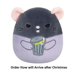 Squishmallows Ralphie the Grey Rat Holding Trash Can 5-Inch Select Series Stuffed Animals Extra Soft Fluffy Halloween Plush