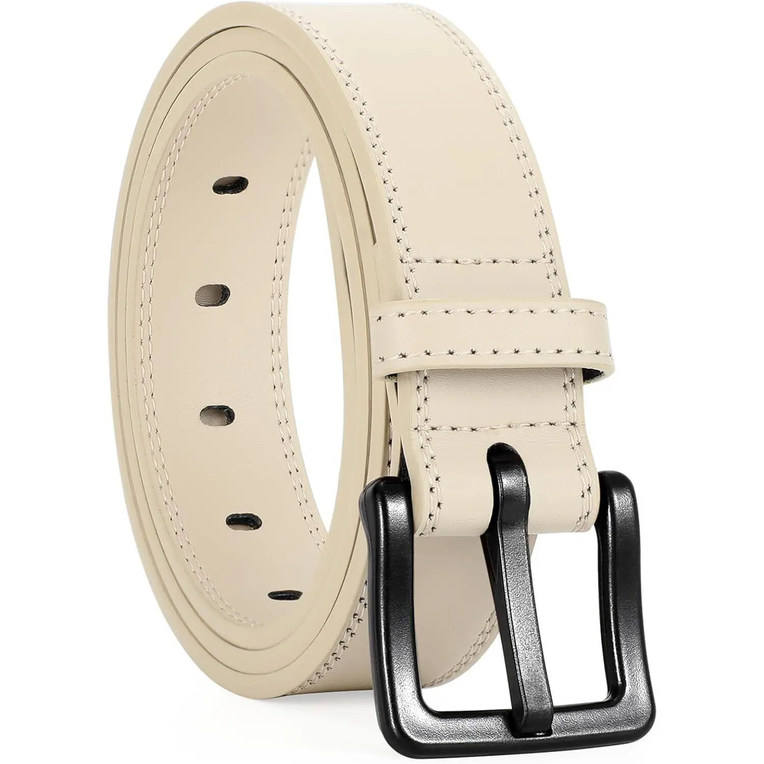 Nickel Free Leather Belt for Men, TSA Approved Non Metal Men’s Belt for Jeans with Hypoallergenic Buckle