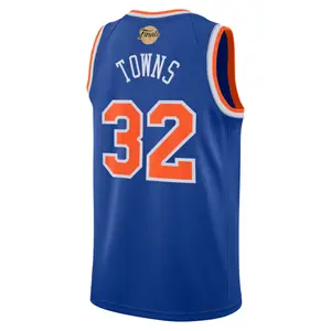 2026 Towns  #32 Blue Orange Swingman Basketball Finals Jersey full logo – Icon Edition - Retro Pro Style Hoop Fan Shirt