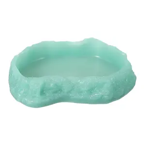 PETAXCELL Reptile Food Bowl, Reptile Feeding Dish Corner Bowl Water Resin Rock Worm Feeder Dish S (5.3 In, Glow), Intended for Lizards/ Scaled Pet / Leopard Spiders