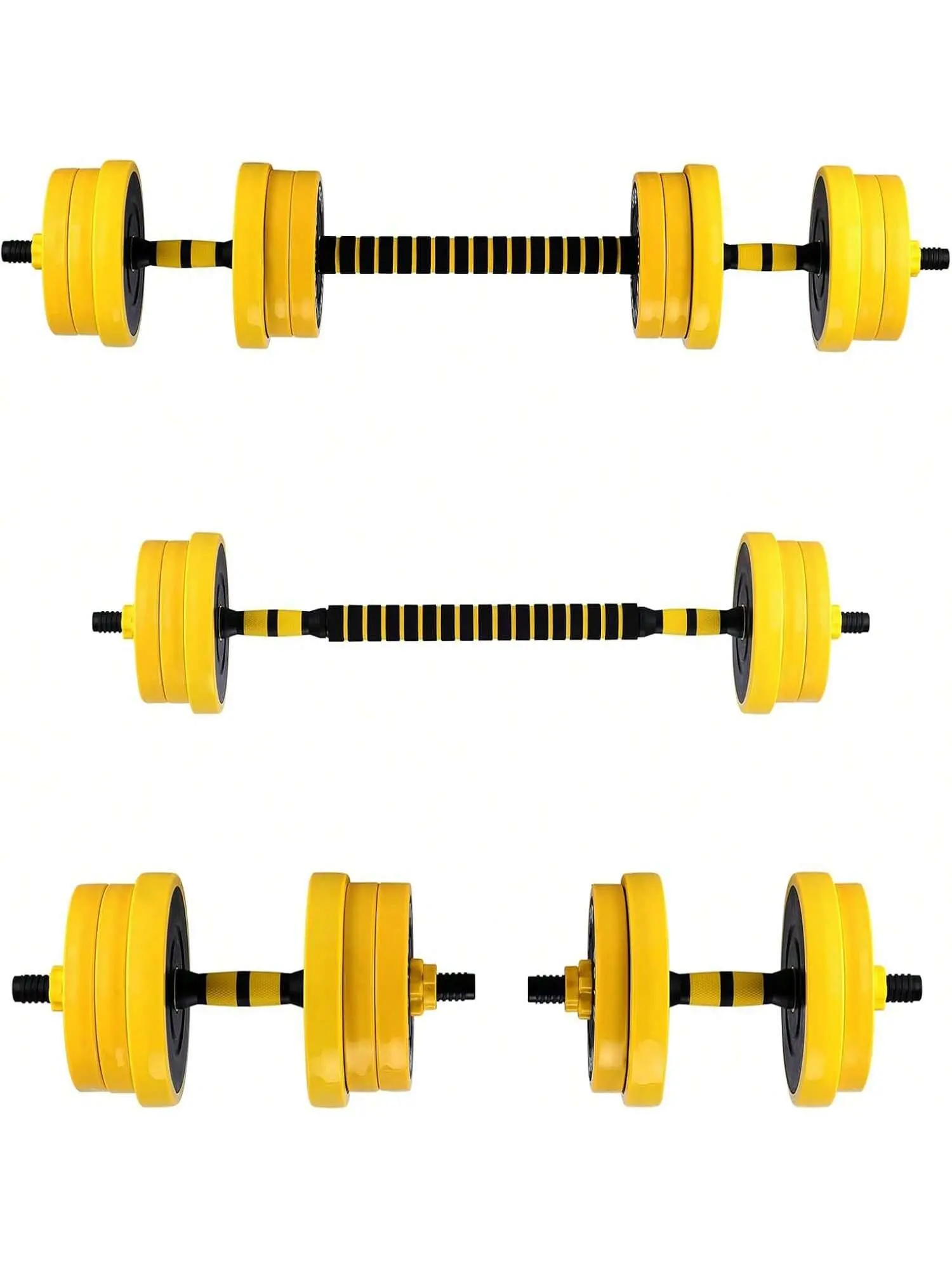 【Christmas Gift】Yellow-33Lb Dumbbell Sets Adjustable Weights, 33 Lb Free Weights Dumbbells Set For Home Gym  Adjustable Weights Set For Home Gym, 33 Lb 2-In-1 Adjustable Dumbbell Set With Foam Handles