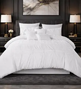 Luxury White 7-Piece Comforter Set｜Hand-Pleated Design｜Hotel-Style Elegant Bedding