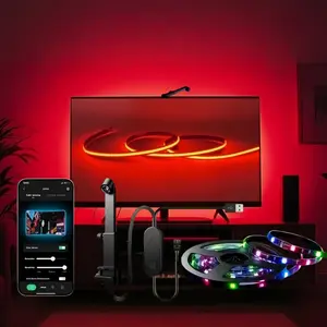 TV LED Backlight with Camera for 32-85 Inch Screens, 13 Feet LED Light Sync to Music, RGB Color Changing, Smart APP Control, USB Powered