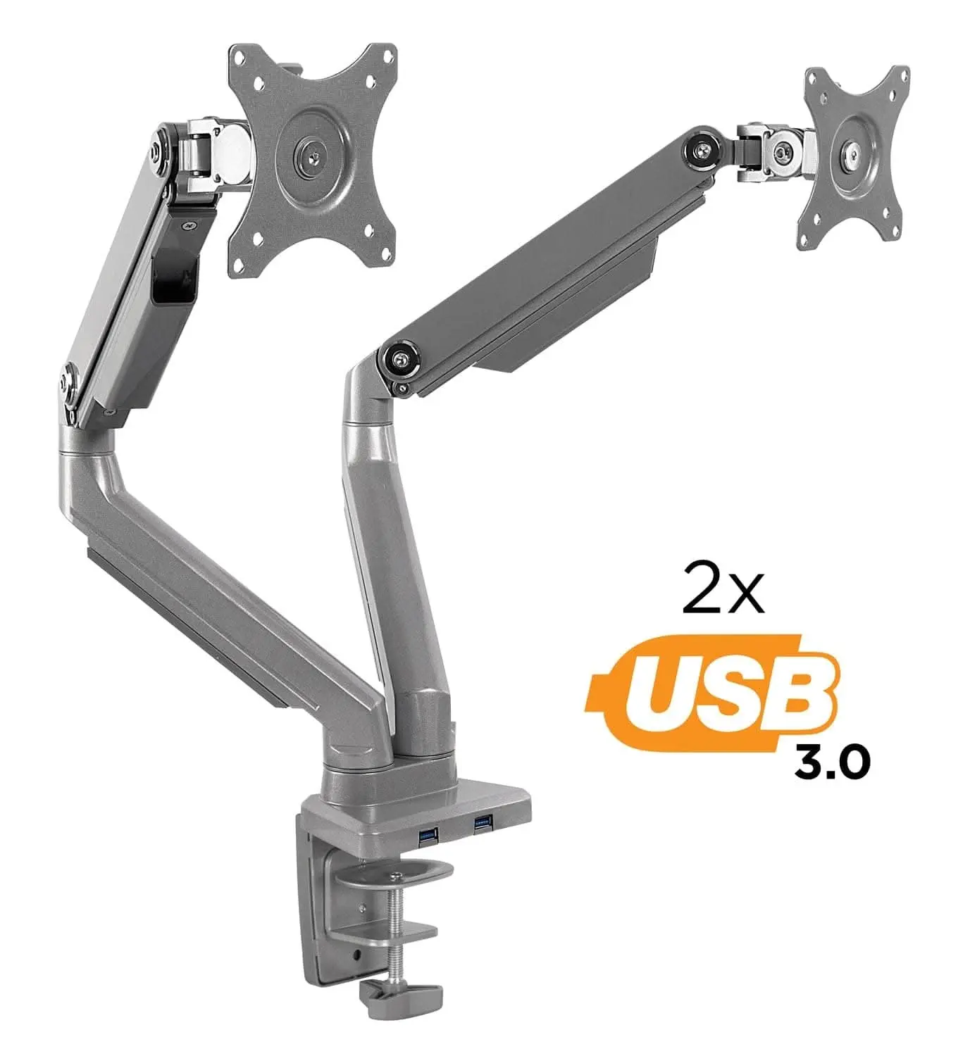 MOUNT-IT! Dual Monitor Laptop Stands & Trays with USB Ports, Computer Stand for Desk, Ergonomic Adjustable Arm for Home Office, Adjustable Monitor Arm Mount Compatibility