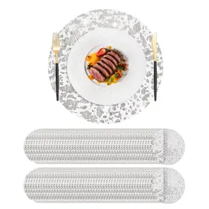 100/50 Pcs Disposable Silver Placemats Set Metallic 13 Inch Round Foil Mesh Pressed Table Doilies, Ultra-Thin Disposable Placement Mats for Home Decoration Dining Table Wedding Birthday Party Kitchenware - Hardware Tools.