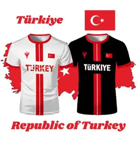 Turkish Fashion National Flag-themed 3D Printed Summer Football Jersey Sports Breathable and Quick-drying Men's T-shirt