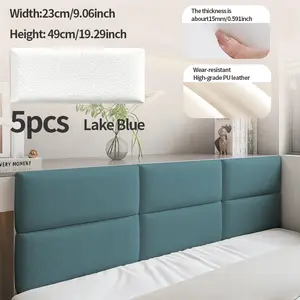 Self-Adhesive 5-Piece 3D Anti-Collision Wall Stickers, Peel and Stick Decorative Wallpaper Designs, Waterproof, Soundproof, Thick Design, Easy Bedroom Decor, Ideal Gift for Parents