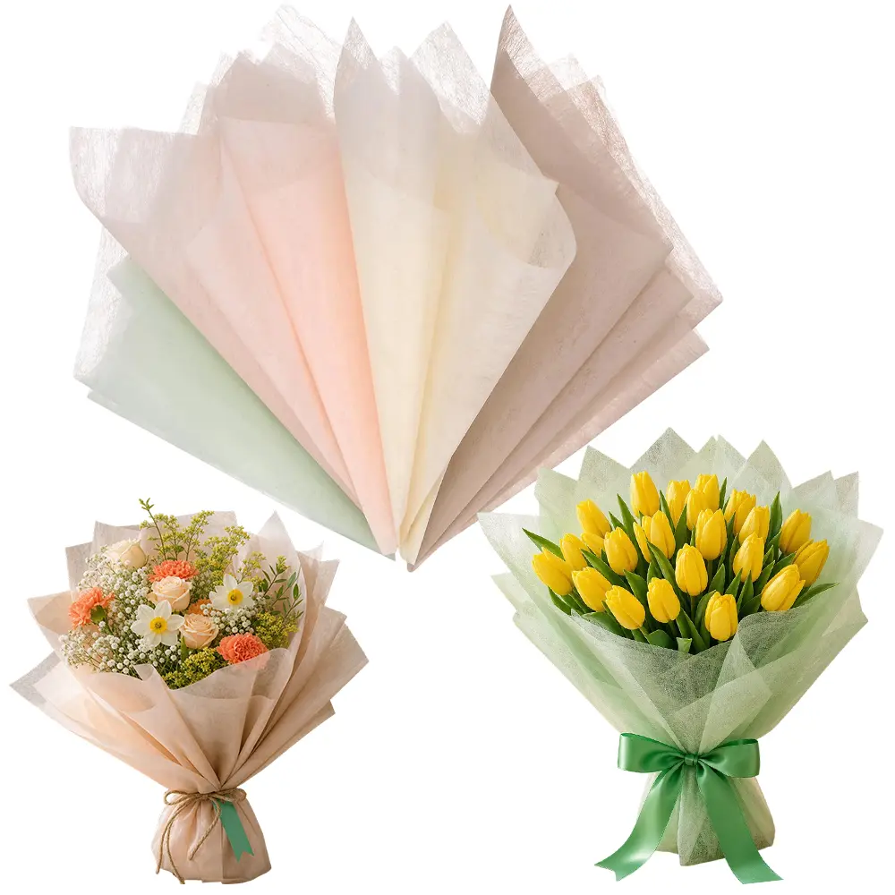 152 Sheet Korean Cotton Wrapping Flower Paper - Floral Wrapping Paper Waterproof Bouquet Wrapping Paper Apply to Gift Packaging(11.8x11.8inches, Beige+Nude+Pink+Green) - Home Improvement.