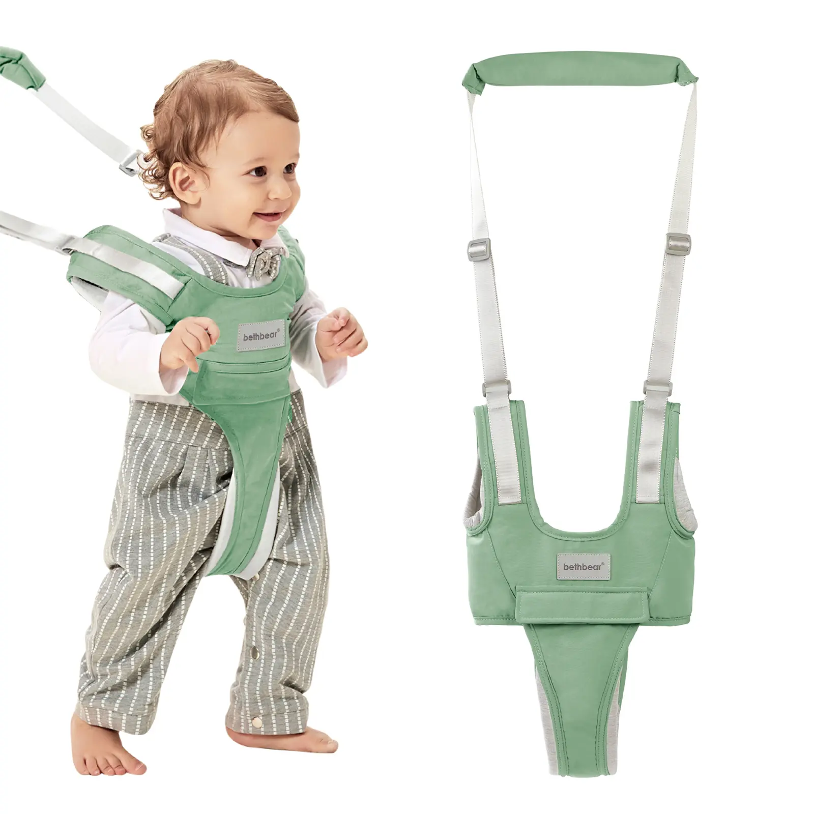 Ergonomic Cotton Baby Walking Harness with Spacious Legs for Toddlers, Portable & Adjustable Handheld Assistant for Trips, Upgraded Toddler Harness, Shopping, Secure, Wraparound, Pure Cotton
