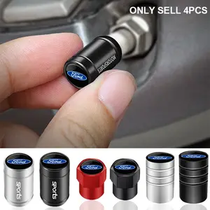 4Pcs Car Wheel Tire Valve Stem Caps Dust Covers Aluminum Alloy Cap Auto Decoration Accessories For Ford Ranger Figo Focus EDGE Explorer Fiesta KA Mondeo Fusion Mustang Expedition F150 F350 F250 PUMA Tourneo Maverick Escape Truck Accessories