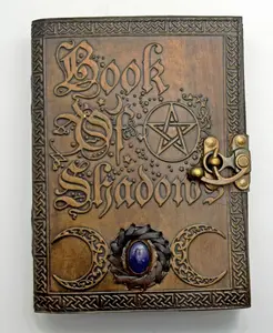 Book of Shadows Journal - Leather Cover, Hand-Stitched Binding, Aged Handmade Linen Parchment Paper Office Notebook
