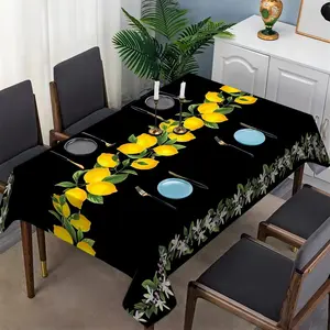 1 piece 2D exquisite lemon patterned table cloth, suitable for rectangular dining tables, as well as holiday party decoration, suitable for indoor and outdoor, kitchen, dining room, and living room.
