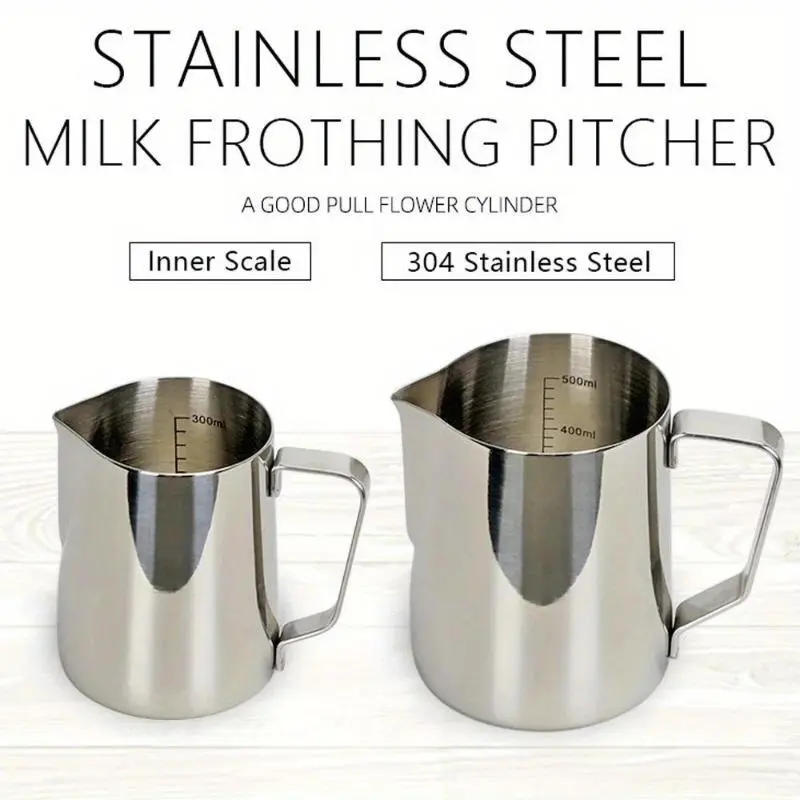 Coffee Milk Frothing Jug Latte Art Milk Frother Pitcher Stainless Steel Measuring Measurement Jug Espresso Barista Tool Coffee Accessories Kitchenware Container Home Coffee Tools