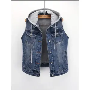 Women's detachable hooded vest short top, slim fit multifunctional pocket jacket, suitable for wearing in spring and autumn(Sheets)