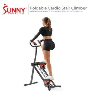 Sunny Health & Fitness SMART Stair Stepper Climber with Extended Range Motion, 330LBS Capacity, Dual Handle Bars, Home Gym Workout Fitness, Compact Space-Saving Cardio, Full Body Hiking Mountain Climb Leg Glute Core Trainer