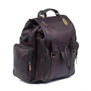 212 MAIN Claire Chase 329E-Cafe Uptown Jumbo Unisex Cowhide Leather Casual Travel Backpack - Functional, Magnetic Straps, Multiple Compartments, Secure Closure, Zipper Locks, Laptop Travel Backpack