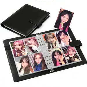 A5 PU leather notebook binder can be filled with 6-ring budget binder, suitable for A5 filling paper, individual plan binder cover with magnetic buckle seal, black