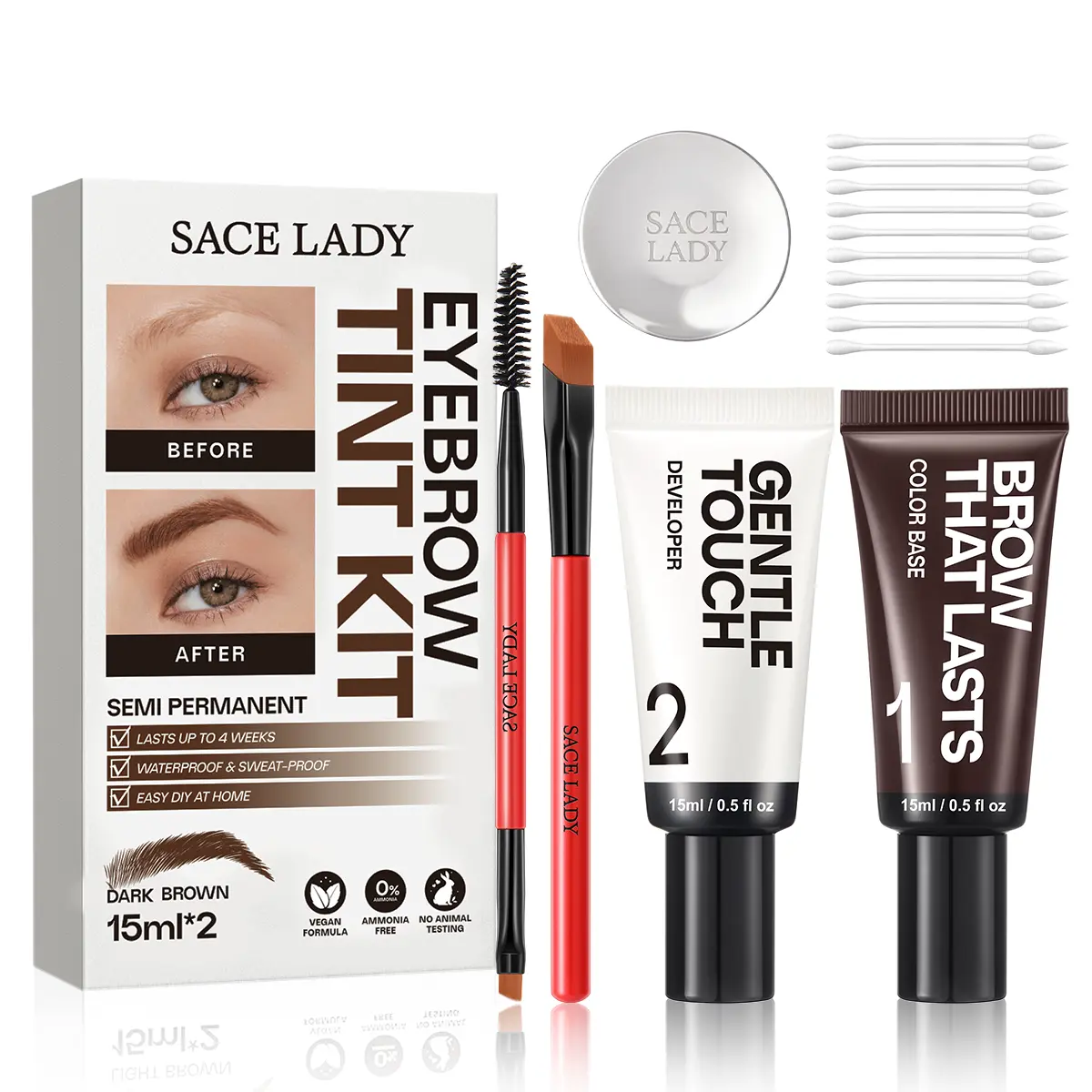 SACE LADY Eyebrow Tint Kit,Long-lasting Waterproof Sweat-proof Eyebrow Dye Paste Set,Hair Color Kit Makeup Cosmetics SummerFinds