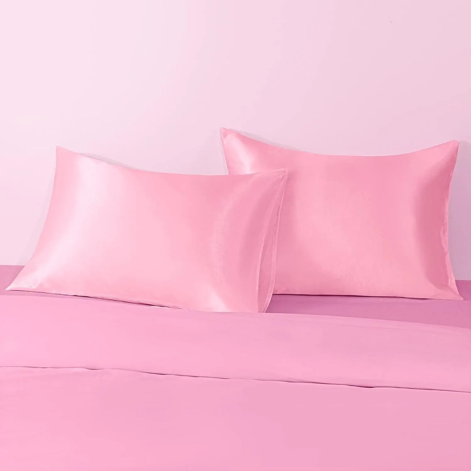 Silk Satin Pillowcases 2 Pack for Hair and Skin Silky Soft Luxurious Texture Premium Quality Comfortable Sleep Experience