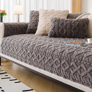 Raybee 3-4 Seater Ultra-soft Couch Cover 1 Count Slipcover for Dustproof & Stain Resistant, Pet Friendly Anti-Scratch Sofa Protector Cover for Pet Hair & Paws, Machine Washable with Anti-Slid Backing for Living Room, Dormitory, Apartment, Beige, Gray