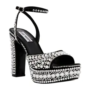 Steve Madden Assured Platform Heels Rhinestone/Black  ASSURED-BLK Women's