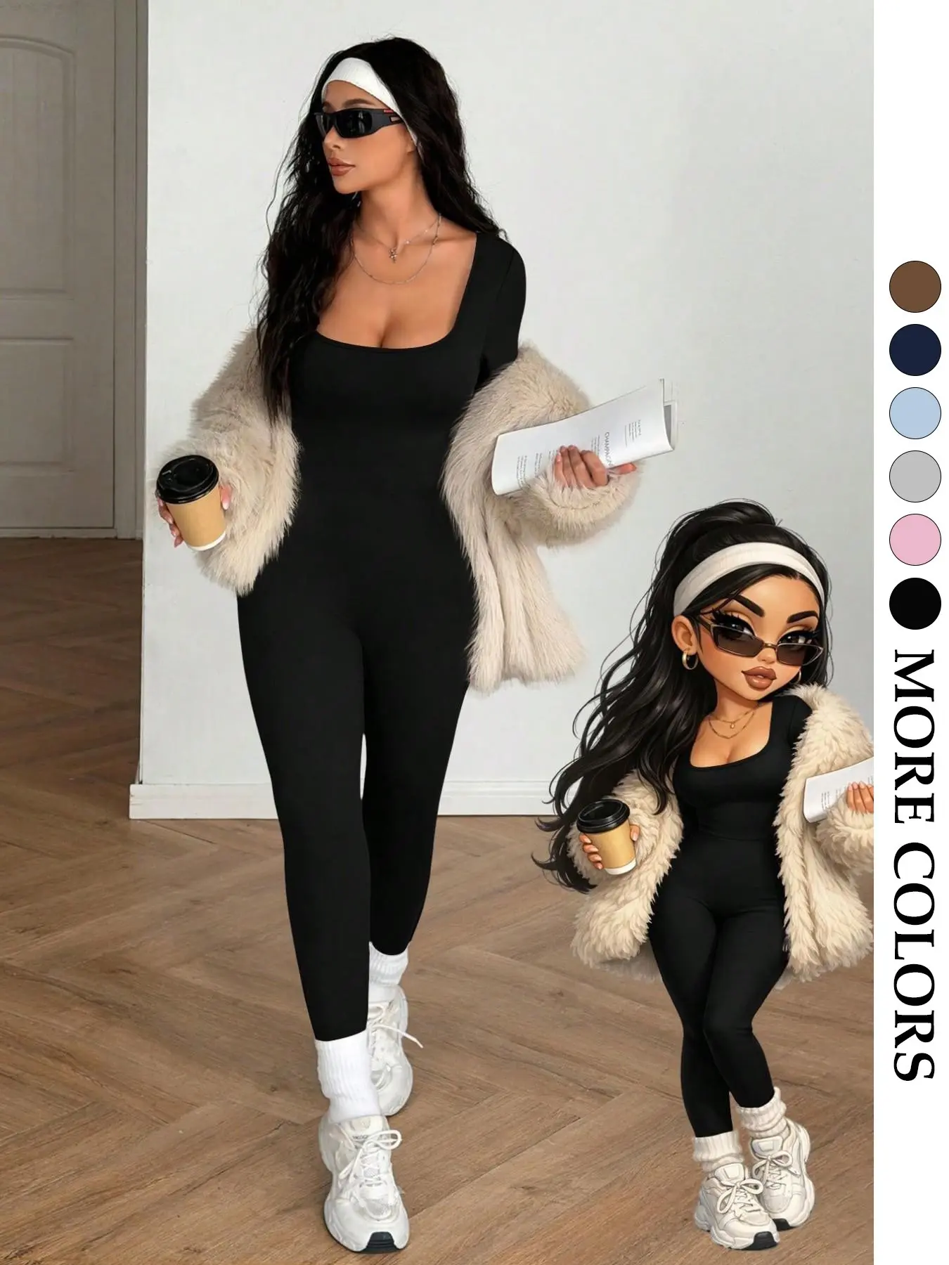 Women's Fashion Lightweight Jumpsuit, Casual Comfort Design, Fitted Hollow Back, Long Ruffle Sleeves, Ideal for Daily Wear, School Season, Light Sports