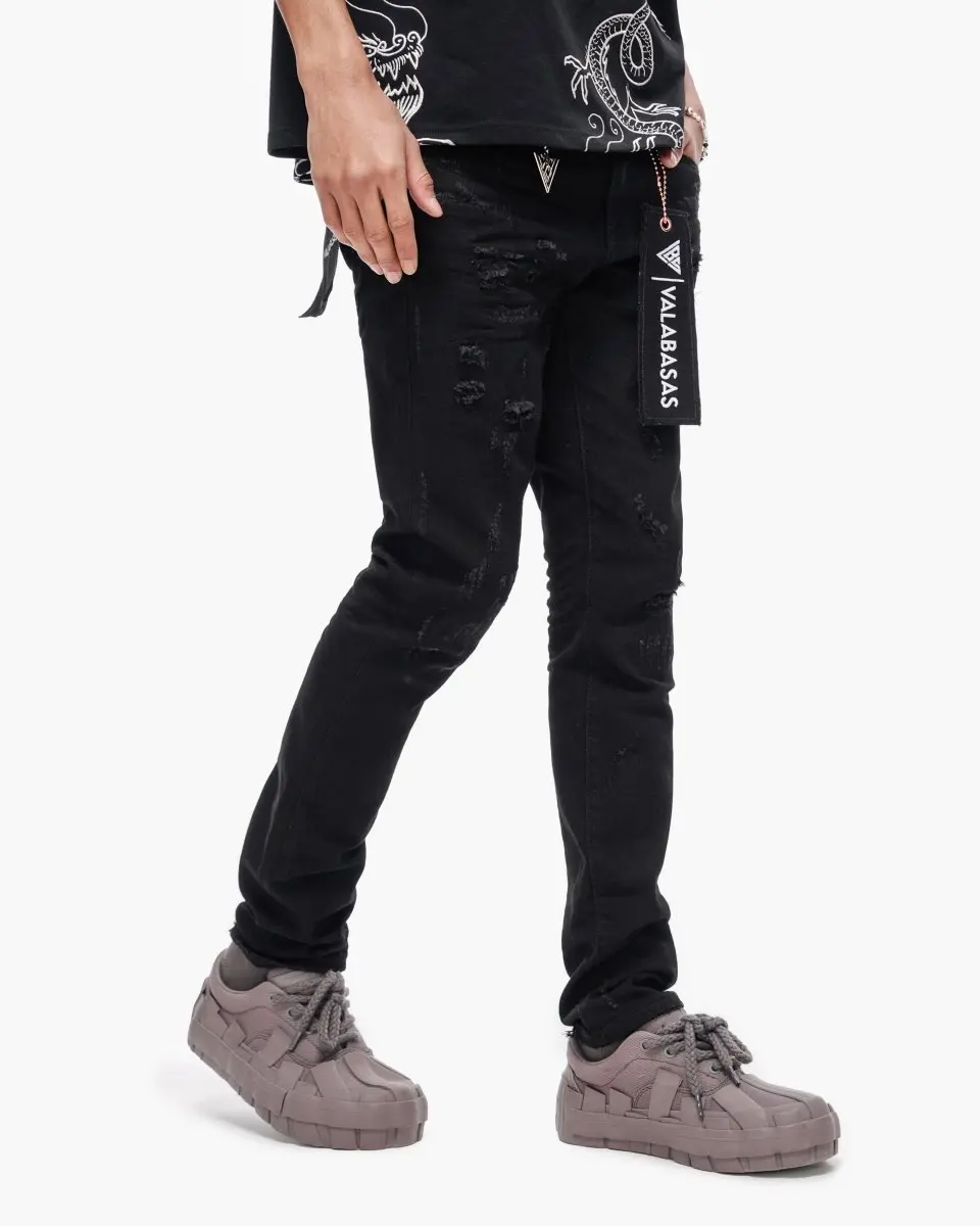 Men's Skinny Fit Jeans in Stretch Denim, Slim-Fit Cut with a Solid Jet Black Finish for Casual Streetwear, Menswear, Streetwear Clothing, Carbon Black Men's Jeans, Comfy Style Men's Jeans