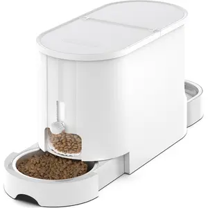 2-in-1 Gravity Cat Food Feeder and Water Dispenser Stainless Steel Bowls Large Capacity