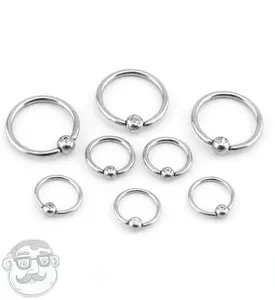 Stainless Steel Captive CZ Bead Ring