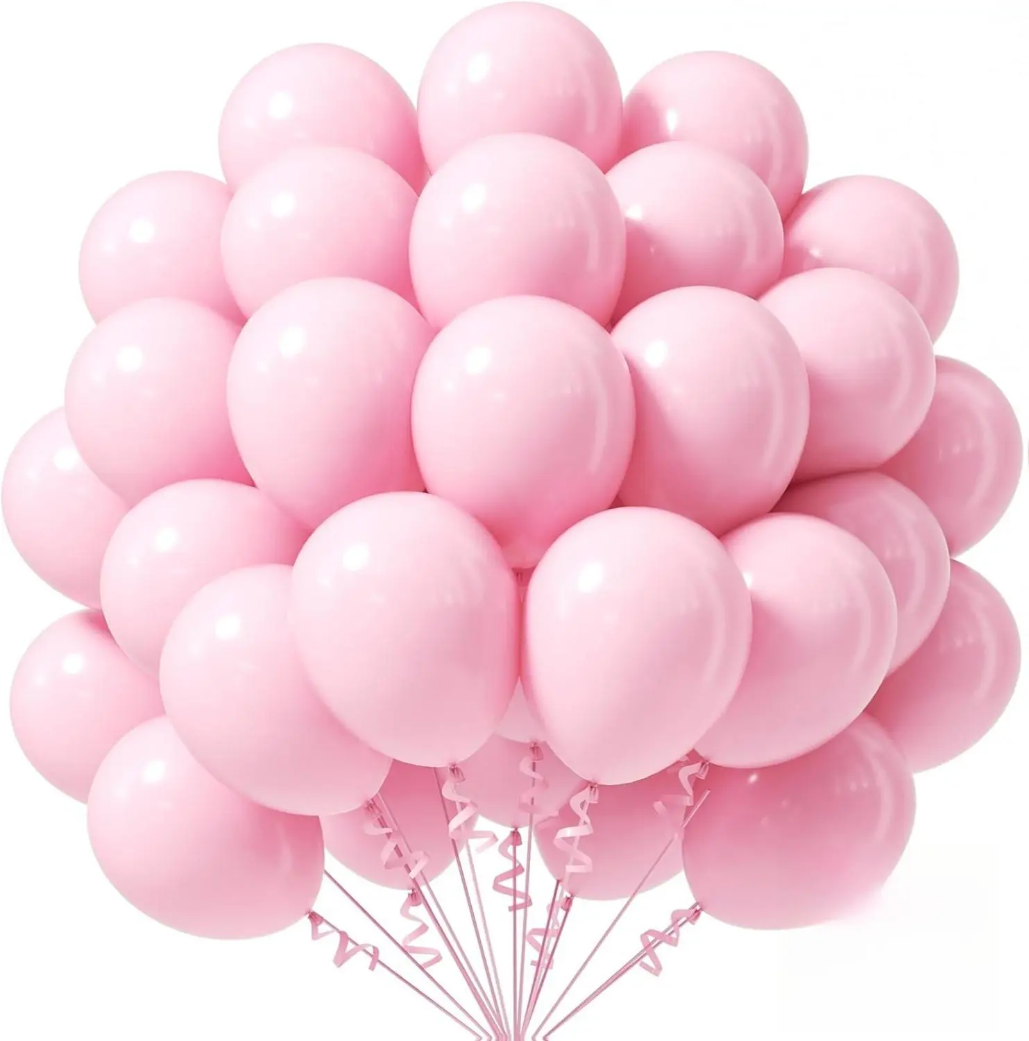 50pcs 12-in Biodegradable Natural Rubber Balloon Kit, Light Pink Latex Balloons for Graduation, Bridal Shower Decorations
