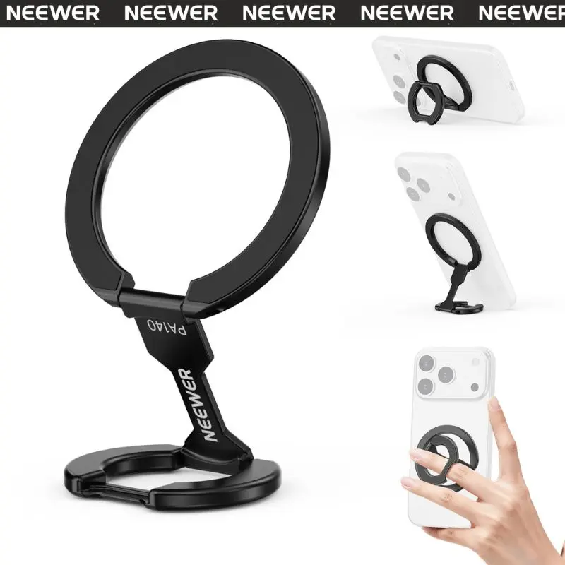 NEEWER PA140 Magnetic Phone Grip, Dual Side Magnet Cell Phone Ring Holder Stand Foldable Kickstand Portable Compatible with MagSafe iPhone Samsung Android for Car Mount Workout Gym Video Recording tiktokshopbacktoschool
