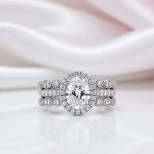 1.5 Ct Oval Cut Diamond Option Engagement Ring Set
