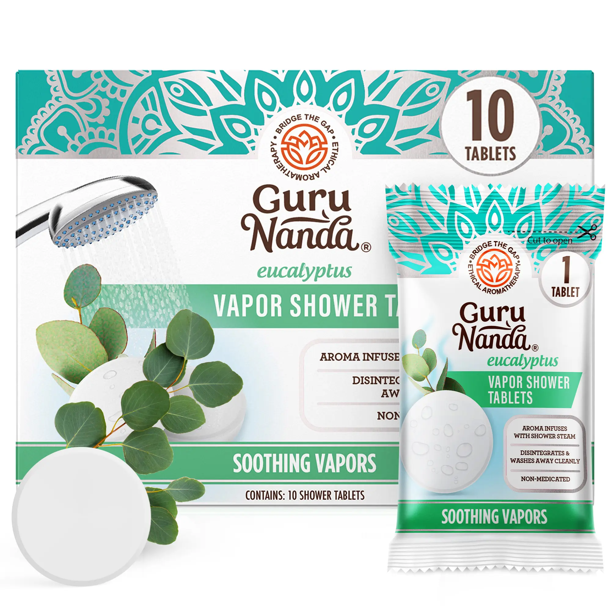 GuruNanda Eucalyptus Vapor Shower Tablets, Clean-Dissolving Aromatherapy Shower Steamers with Eucalyptus & Menthol, Promotes Relaxation
