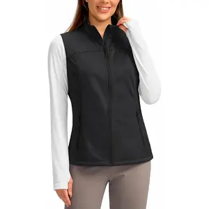Women's Vest with Zipper Pockets Lightweight Softshell Sleeveless Jacket Hiking Travel Golf Running Vest for Women