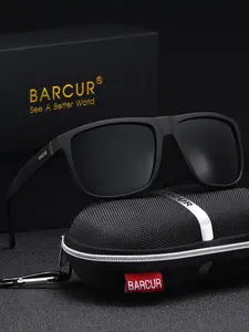Barcur Men's Square Polarized Sunglasses, Durable Sunglasses, Reduce Glare, Sturdy PC Material, Branded Packaging, Thoughtful Gifts for Family and Friends