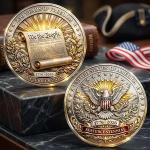 Semiquincentennial 1776-2026 Commemorative Medal, USA 250th Anniversary Challenge Coin, American Eagle We The People Coin, Patriotic