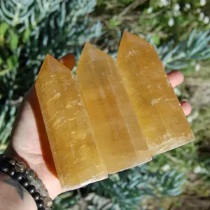 ONE XL Pale Honey Calcite Crystal Tower from Iceland