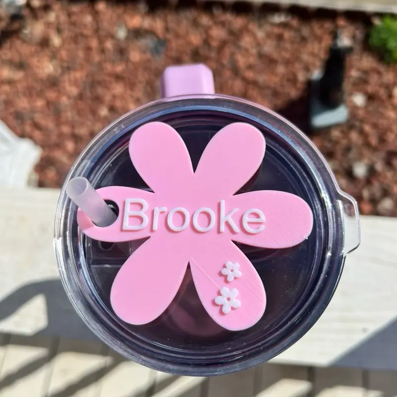 Custom Name Stanley Topper | Personalized Flower Tumbler Lid Cover | 40oz Cup Accessory