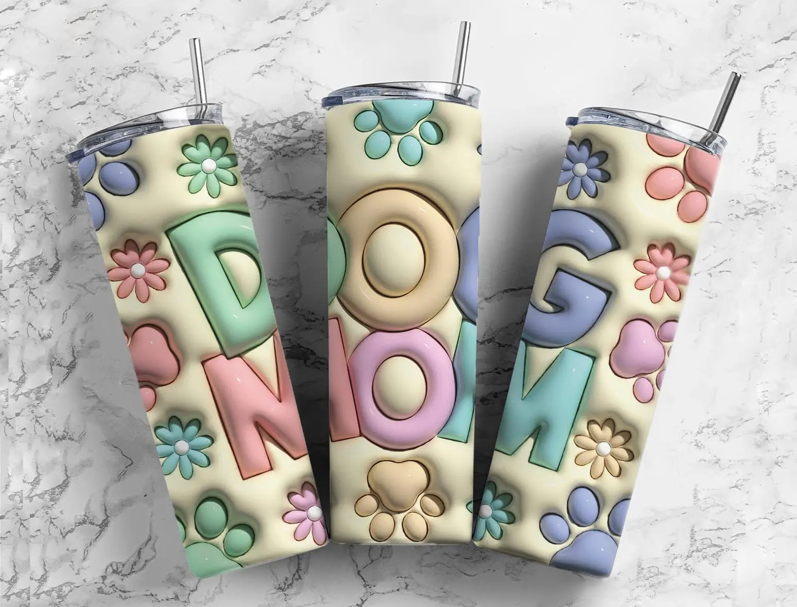 20 oz Dog Mom Vacuum Insulated Tumbler with Lid and Straw - Perfect for Hot Coffee, Cold Drinks and Wine