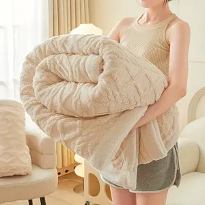 1Pc Jacquard Sherpa Weighted Blanket 3KG for Adults,Good for Sleepall-Season Thickened Calming & Sleep Aid, Faux Rabbit Fur Soft