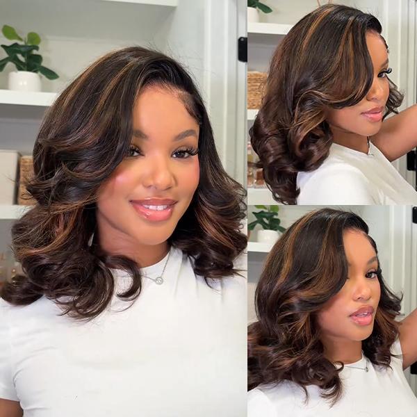 Tinashe C Part Butterfly Layered Cut Loose Wave Pre-plucked C-Side Part with Pre-cut Baby Hair Glueless Wig Pre-cut 6×5 HD Lace Wig Pre-Everything Shoulder Length Human Hair